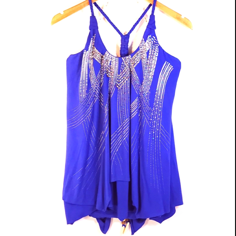 Miss Me Braided RacerBack Royal Blue Tank SZ.M